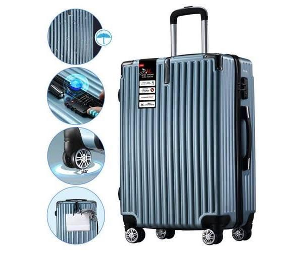 Carry On Luggage Suitcase Traveler Bag Hard Shell Case Carryon Travel Lightweight With Wheels 28 Inch Checked Trolley TSA Lock Ice Blue