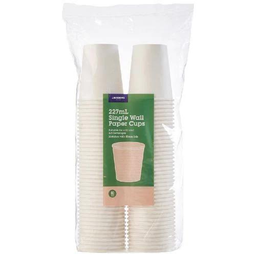 J.Burrows Single Wall Paper Cups 227 ml 800 Pack