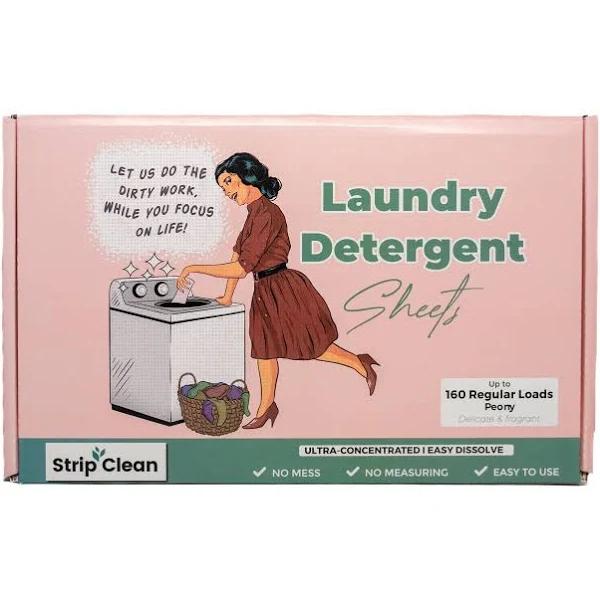 Strip Clean Laundry Detergent Sheets - Peony (160 Loads)