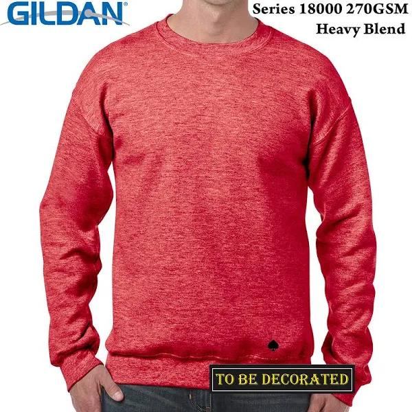 Gildan Heather Sport Scarlet Red Sweat Sweater Jumper Sweatshirt Men L