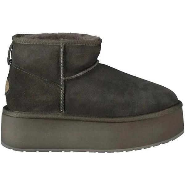 Emu Australia Women's Stinger Micro Flatform Sheepskin Boot, Charcoal, Size 40