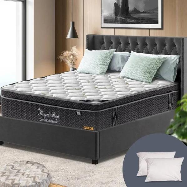 Queen Mattress Euro Top 9 Zone Pocket Spring Cool Gel Memory Foam Bamboo 33cm - AfterPay & zipPay Available