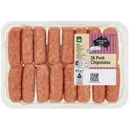 Woolworths 16 Pork Chipolatas 600g