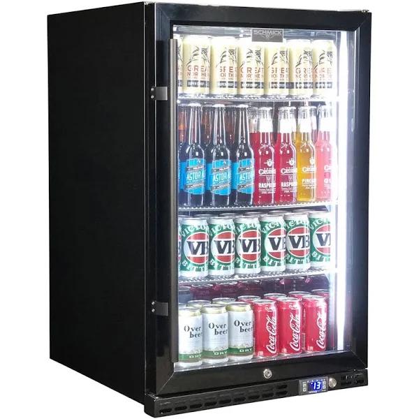 Schmick 164L Under Bench Black Heated Glass Alfresco Bar Fridge SK146R-B-HD