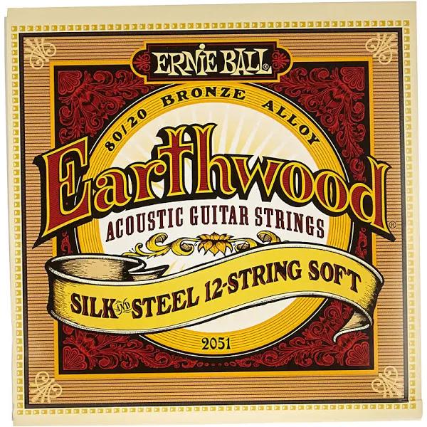 Ernie Ball 2051 Earthwood 80/20 Bronze Silk and Steel Soft 12-String Acoustic Guitar Strings (9-46)