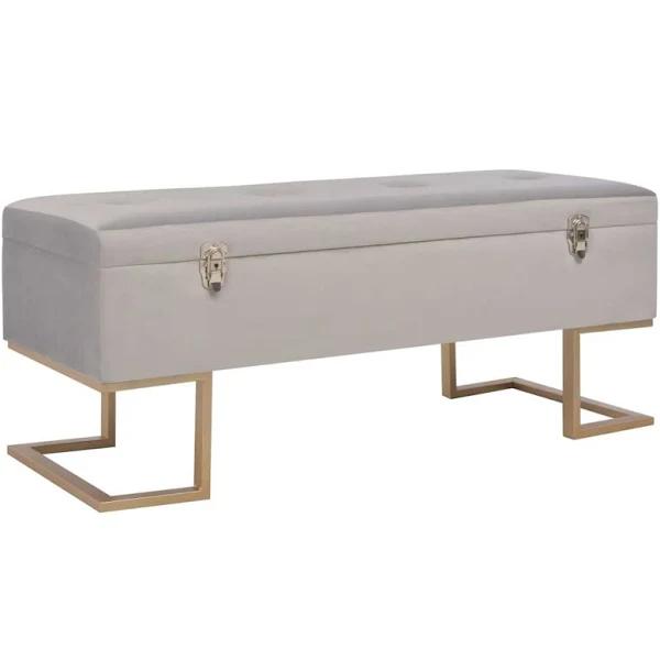 vidaXL - Bench With Storage Compartment - Grey Velvet - 105 cm