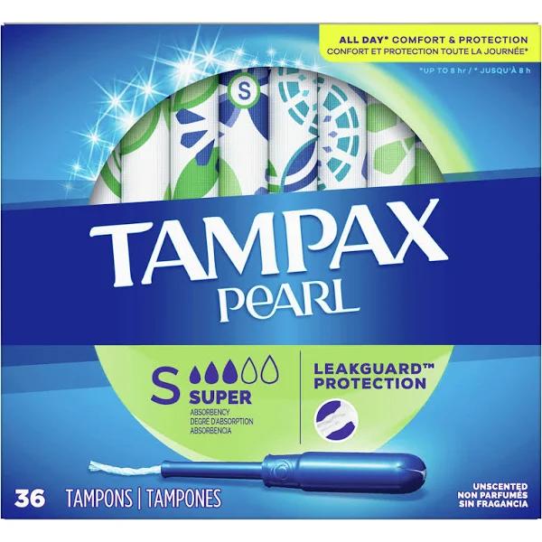 Tampax, Pearl, Super, Unscented, 36 Tampons