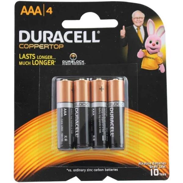 Duracell AAA Coppertop Batteries 4 Pack