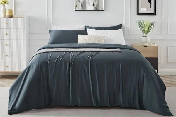 Ovela 100% Natural Bamboo Quilt Cover Set (Indigo, King)