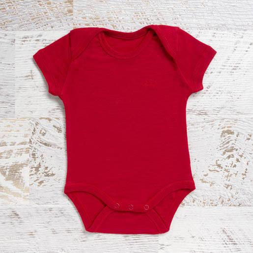 Merino Baby Short Sleeve Bodysuit Red / 18-24M