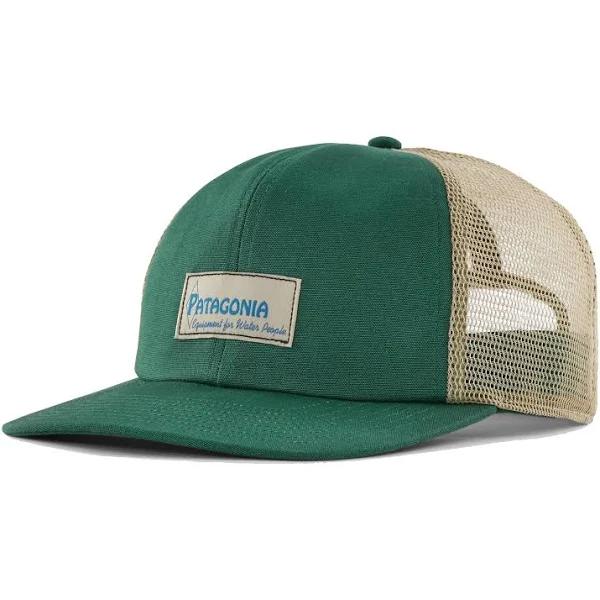 Patagonia Relaxed Trucker Hat Water People Label: Conifer Green