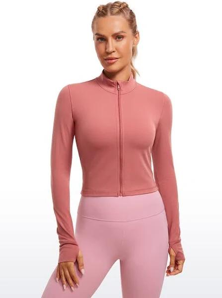 CRZ Yoga Women's Butterluxe Cropped Outerwear Full Zip Jackets Briar Rose / XS