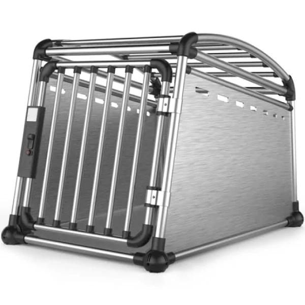 Aluminium Dog Travel Crate 56x65x77cm - Medium Pet Car Transport Cage Kennel Box