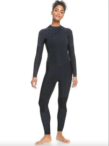 Roxy Womens Swell Series 3/2mm Back Zip Steamer Wetsuit 16 / Black