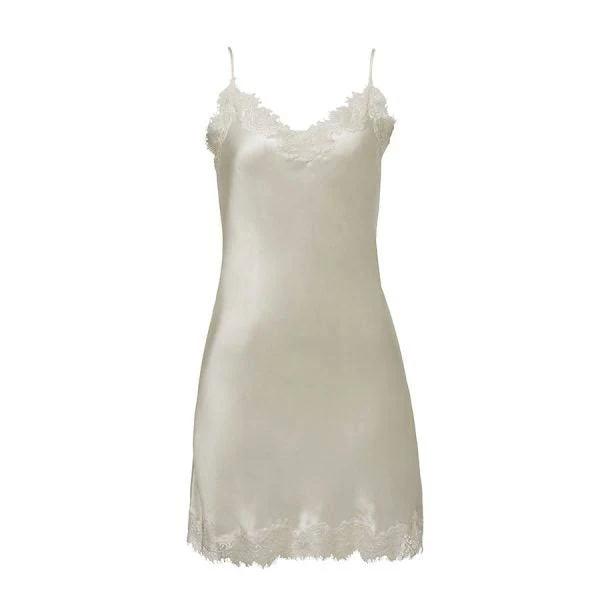 Sainted Sisters Womens Ivory Scarlett Lace-Trim Silk Chemise XS