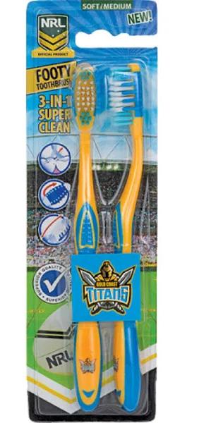 NRL Toothbrush Gold Coast Titans 2 Pack