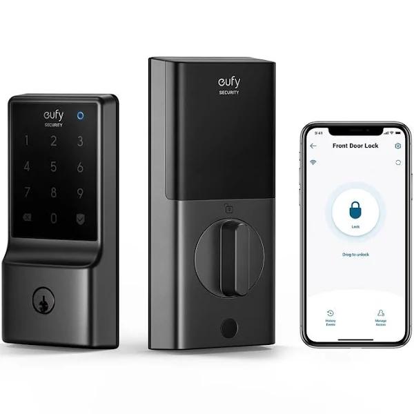 Eufy Security C210(E110) Smart Lock, 5-in-1 Keyless Entry Door Built-in Wifi Deadbolt, No Bridge Required, Easy Installation, Touchscreen Keypad,