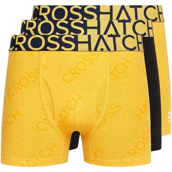 Crosshatch Mens Typan Boxer Shorts (Pack of 3) Yellow S