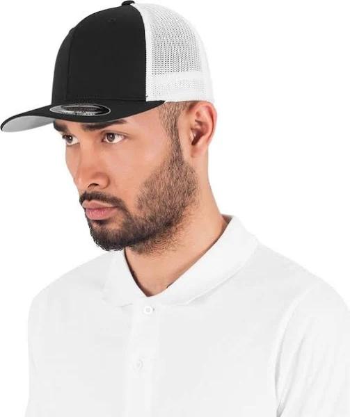 Flexfit Unisex Adult Two Tone Mesh Trucker Cap Black/White One Size