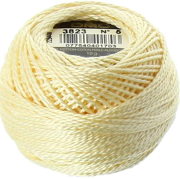 DMC Perle 5 Cotton #3823 Ultra Pale Yellow 10g Ball 45m