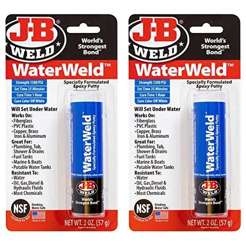 J-B Weld WaterWeld, 1 Hour Cure, Epoxy Putty Stick - 2 Pack, off-white (8277-2)