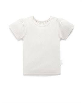 David Jones Purebaby Pointelle S/Sleeve Tee in Cloud, Size 1 Yr