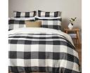 Target Ottis Gingham Check Quilt Cover Set | Black | Size Queen Bed | Cotton