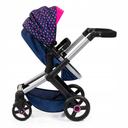 Xeo Compact Doll Pram - Dark Blue With Pink Heart Print