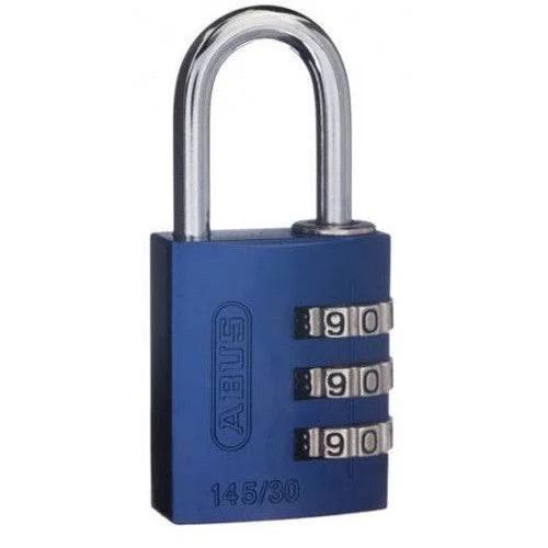 Abus 3-Wheel 30mm Combination Aluminium Padlock 145/30 Various Colours, Blue