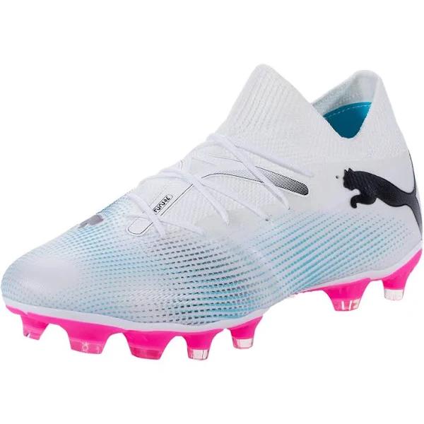 Future 7 Match FG/AG Men's Football Boots in White/Black/Poison Pink, Textile by Puma