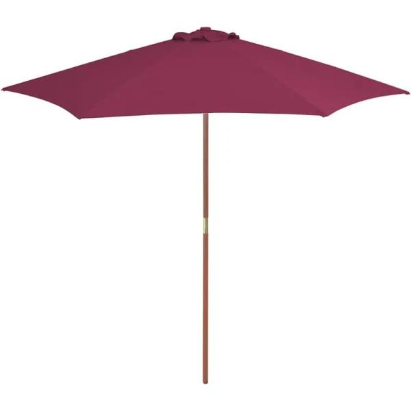 vidaXL - Outdoor Parasol With Wooden Pole Bordeaux - Red - 270 cm