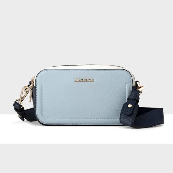 Maddie Double Zip Camera Crossbody Bag With Wide Strap by Madison