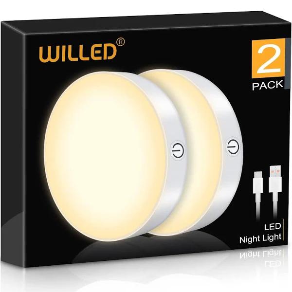 WILLED 3000K Dimmable Touch Lights, Battery Rechargeable Tap Lights, Magnet Stick On Closet Light, Portable Led Puck Night Lights For Cabinet,