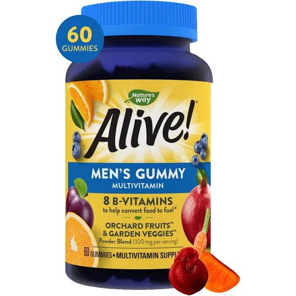 Nature's Way Alive! Men's Gummy Vitamins Fruit Flavors 60 Gummies