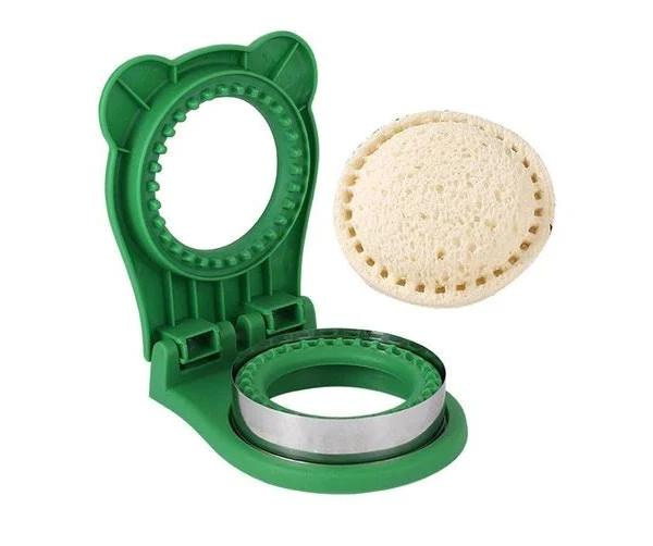 Round Sandwich Cutter and Sealer Manual Sandwich Press Mold Toast Bread Mold Baking Tool Green