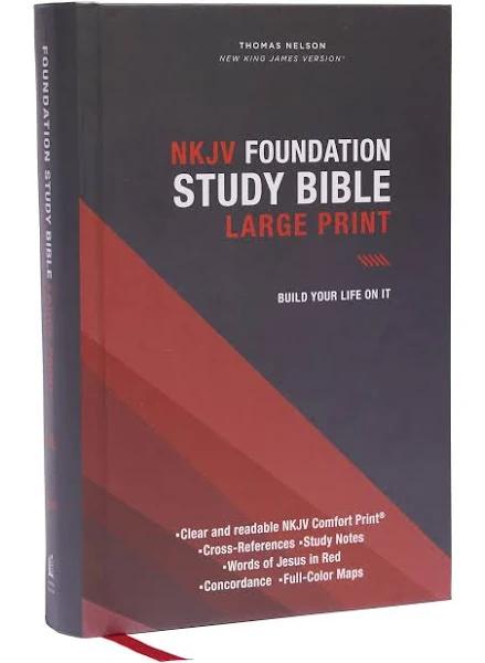 NKJV Foundation Study Bible Large Print Hardcover Red Letter Thumb Indexed Comfort Print by Thomas Nelson