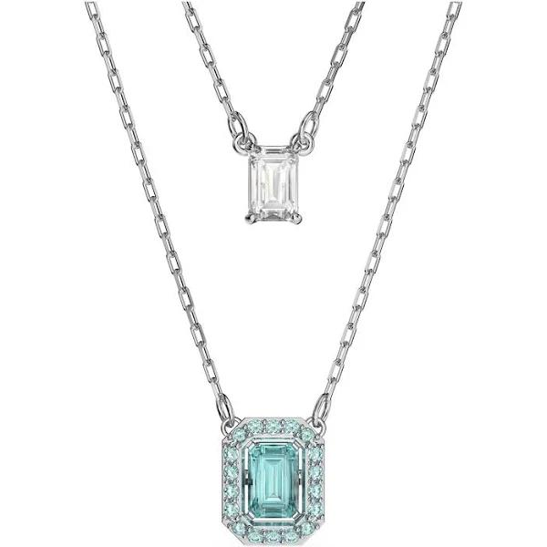 Swarovski Millenia Layered Necklace, Octagon Cut, Blue, Rhodium Plated