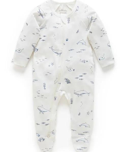 Purebaby Vanilla Nautical Zip Growsuit 000