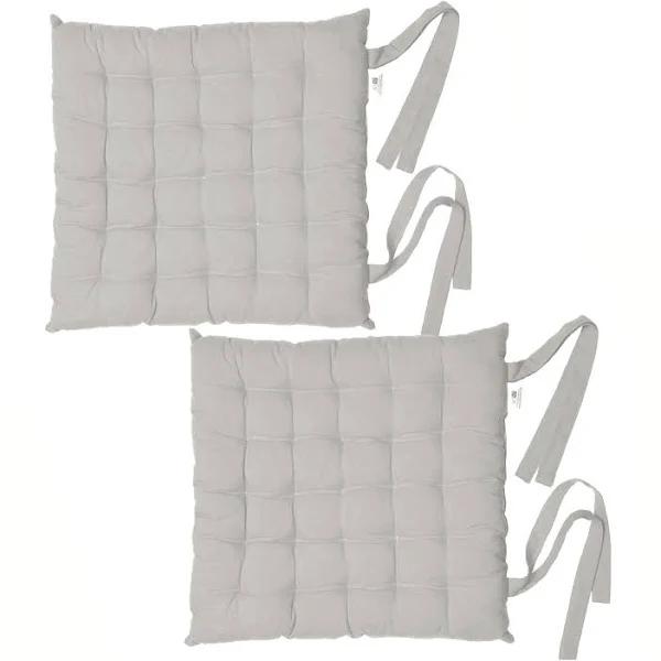 Rans Set of 2 Alfresco Cotton Chair Pads 40x40 cm - Plain Silver