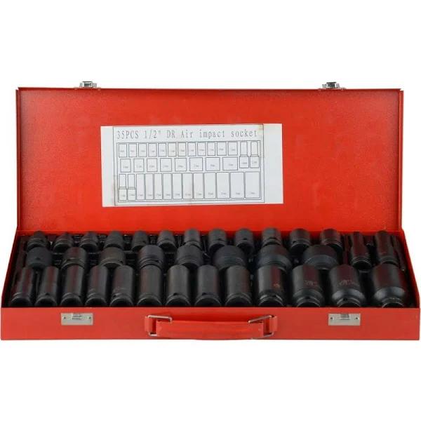 AUPK 35pcs 1/2" Drive Deep Impact Socket Tool Set Metric Garage Workshop Tools 8-32mm