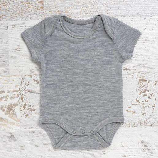 Merino Baby Short Sleeve Bodysuit Grey / 6-12M