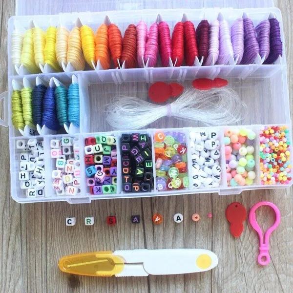 Diy Bracelet Making Beads Kit 28 Color Thread 11 Grid Letter Beads