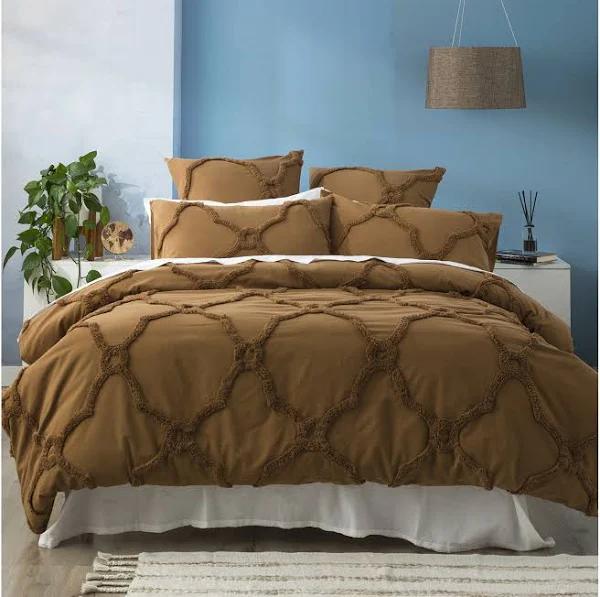 Renee Taylor Moroccan Super King Bed Quilt Cover Cotton Chenille Tufted Wood