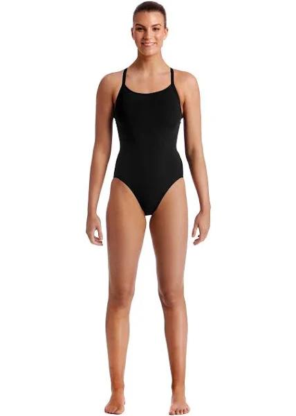 Funkita Ladies Diamond Back One Piece Still Black Size 14