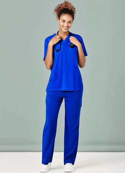 BizCare Womens Avery Easy Fit V-Neck Scrub Top - CST941LS Electric Blue / XS