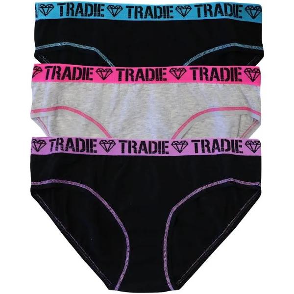 Tradie Girl's Bikini Brief 3 Pack - Multi - Size 12-14