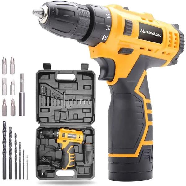 MasterSpec 12V Cordless Drill Driver Screwdriver Accessories w/Battery Charger