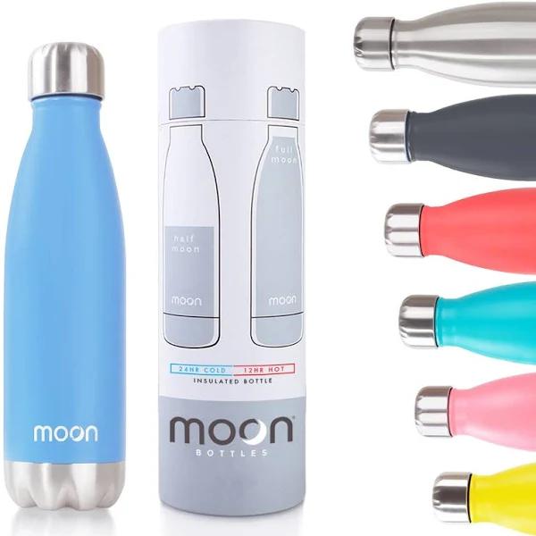 Moon Bottles - Carbon Neutral Stainless Steel Metal Water Bottle & Vacuum Flask - 24 Hrs Cold & 12 Hot - Insulated Drinks Bottles, Double Wal