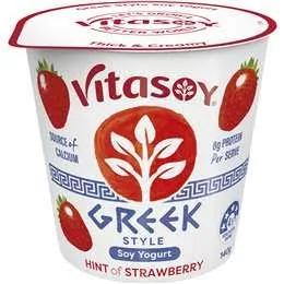 Vitasoy Greek Style Soy Yogurt Hint of Strawberry 140g