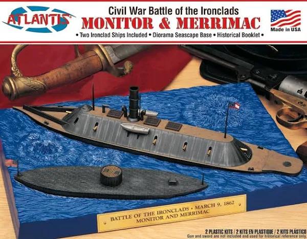 Atlantis Monitor and Merrimack Civil War Set Plastic Model Kit